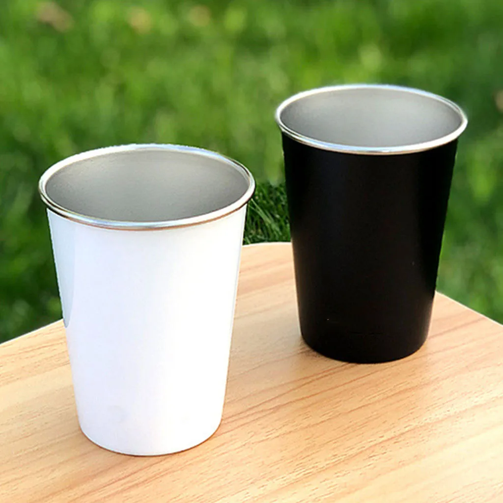 

4Pcs Stainless Steel Outdoor Camping Tumbler Cup with Mesh Bag Set Travel Picnic Water Drinking Glass Coffee Beer Mug
