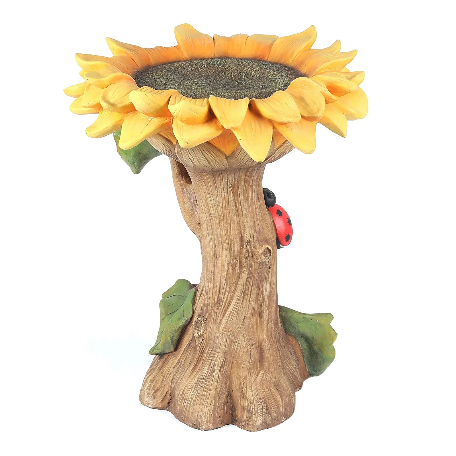 

High-quality Sunflower Shape Design Handmade Polyresin Carving Ornaments Bird Bath Garden Ornament Yard Lawn Decoration