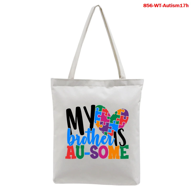 

Women Canvas Shoulder Bag Autism Seeing The World Differently Print Ladies Shopping Bags Cloth Handbags Tote Books Bag for Girls