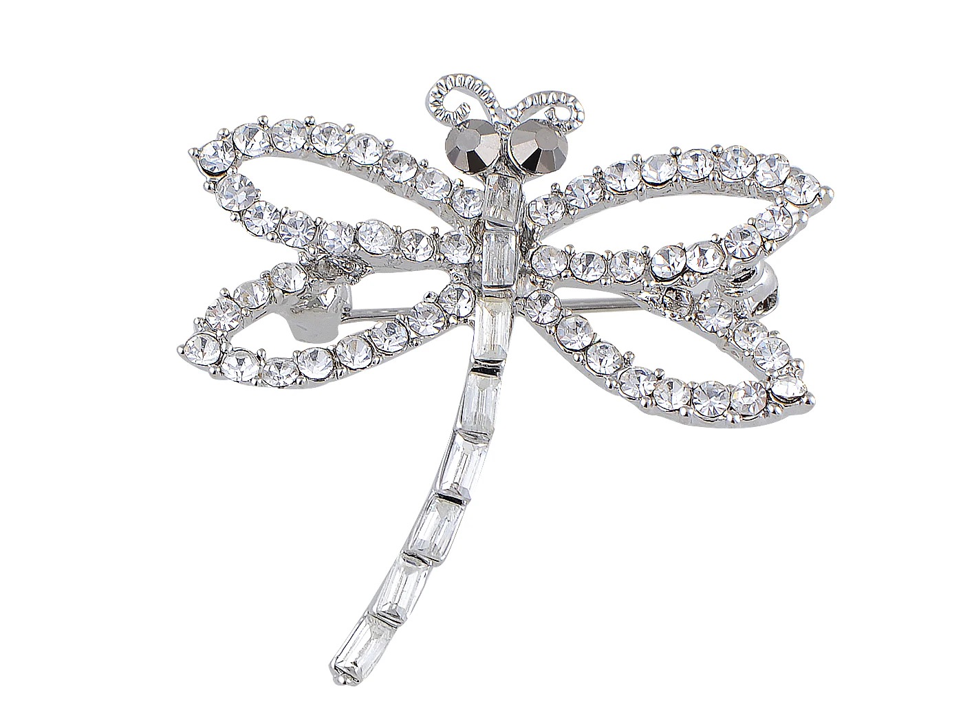 

Silvery Tone Sparkly Clear Crystal Rhinestones Dainty Dragonfly Brooch Pin For Women Gifts