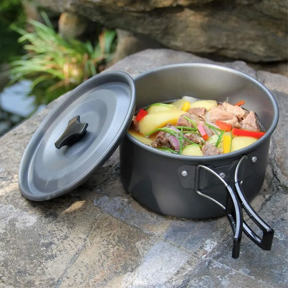 

Ultralight Portable Hard Aluminum Alloy Cutlery Set Lunch Box Easy To Clean, Non-Stick Pan For Picnic Camping Kitchen Or Fishing