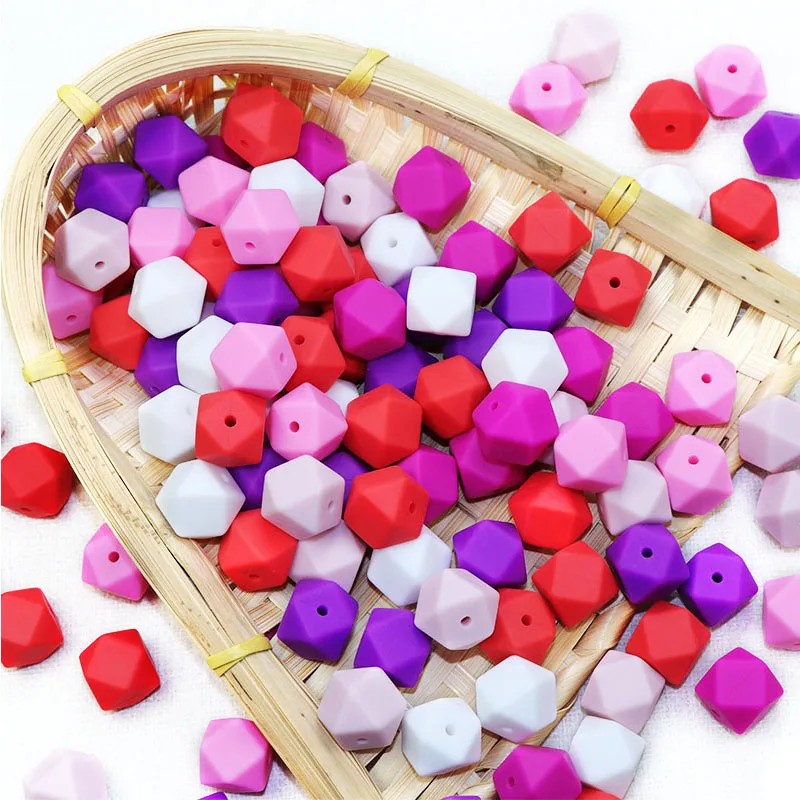

Joepada 10 pieces 14mm Hexagon Silicone Beads Teething Baby Teether Baby DIY Toy Baby shower Gift Necklace Pacifier Chain