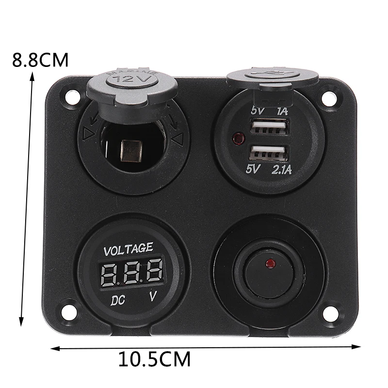 DC 12V-24V 2.1A двойной USB зарядное устройство переключатель вольтметра панель