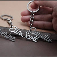 trendy custom name keychain for women stainless steel letter key chain ring girls birthday gift family jewelry
