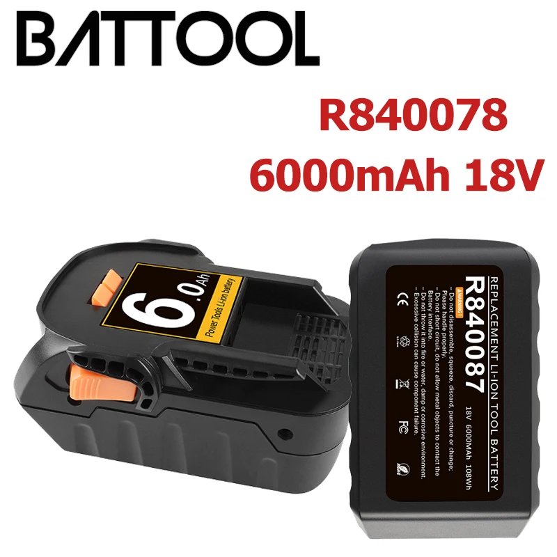 

BATTOOL 6000mAh 18V Li-ion For RIDGID R840083 R840085 R840086 R840087 Rechargeable Power Tool Battery Series AEG Series L30