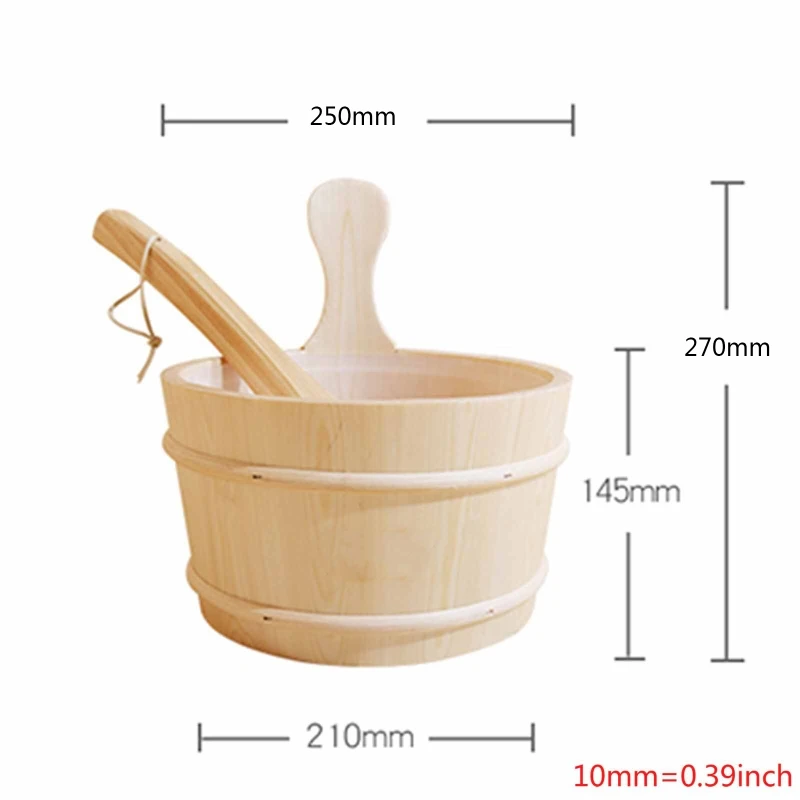 

P82C Sauna Bucket with ladle Sauna Accessories for steam Room , Sauna Bucket,Ladle, Plastic Liner Included