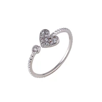 new korean fashion ring double love stone inlaid ring adjustable open end ring engagement rings for women jewelry gift