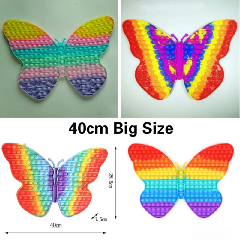 

Большой размер XXL 30/40 см поп фиджет огромная бабочка вечный пупок антистрессовая сенсорная игрушка пуш игра гигантские изменения цвета пода...