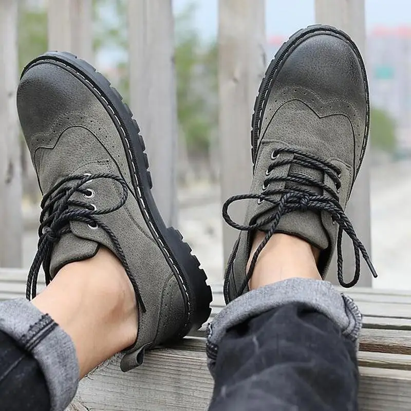 Мужские одноботинки YEELOCA ботильоны в британском стиле на шнуровке Нескользящие