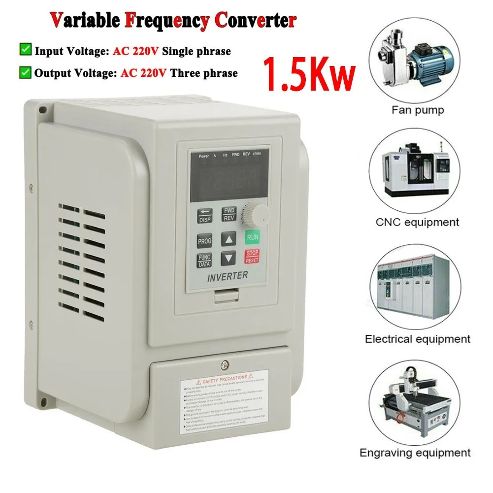 

Variable Frequency Drive AC 220V VFD Motor Speed Controller 8A AT1 220V Input 1.5KW Single-in And Three-out Universal Inverter