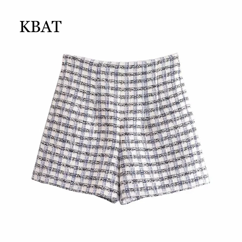 KBAT 2021 Shorts Women Autumn High-Waisted Texture Plaid Office Women's Shorts Elegant Women's Clothing Korean Mini Shorts