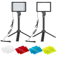 2 pieces photography lights 360 degree spin led video light adjust adjustable tripod stand with color filters for studio