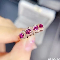 kjjeaxcmy fine jewelry s925 sterling silver inlaid natural gemstone garnet new girl trendy ring support test chinese style