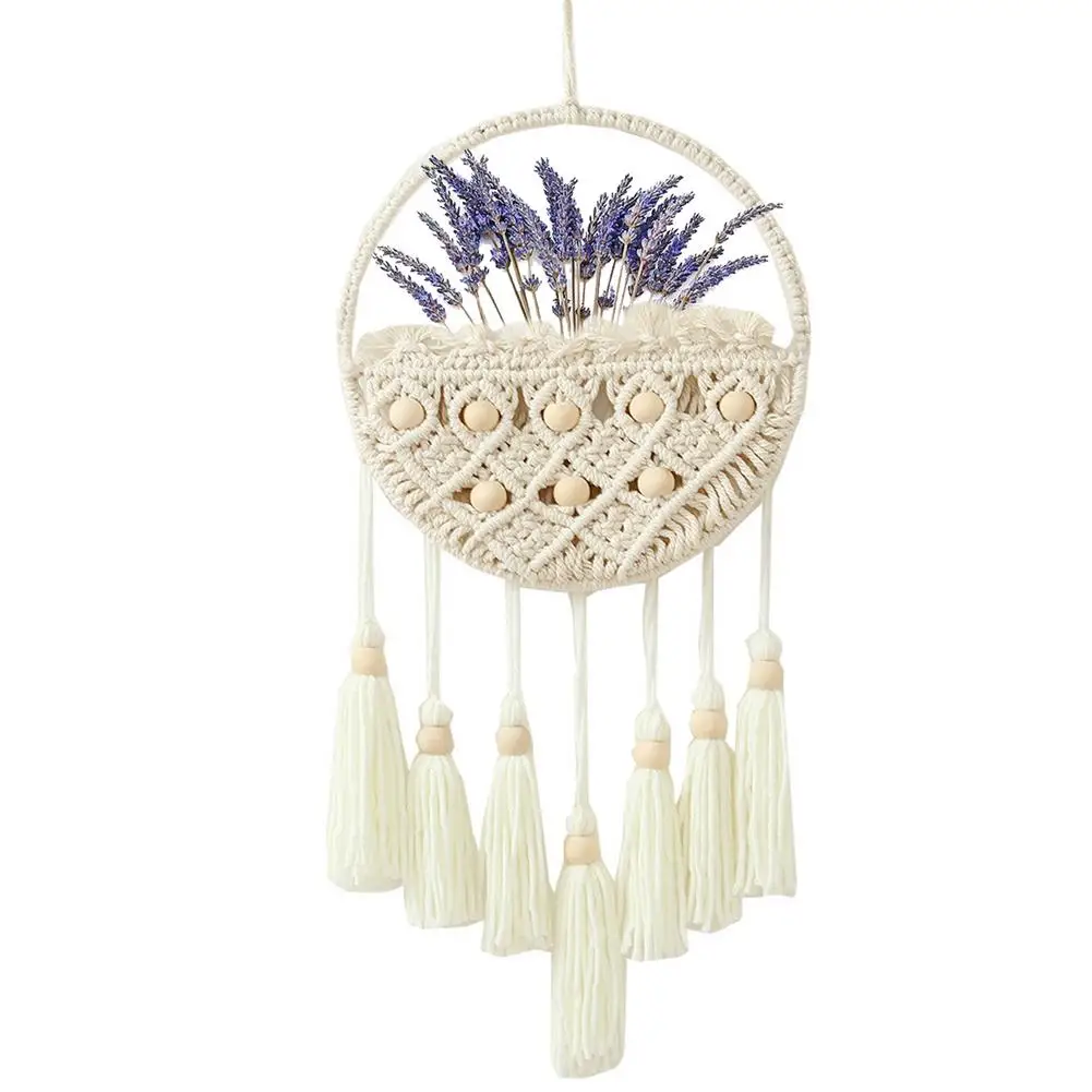 

DIY Hand-woven Wall Pendent Macrame Wall Hanging Art Flower Basket Net Bag Living Room Tapestry Bohemian Crafts Home Decoration