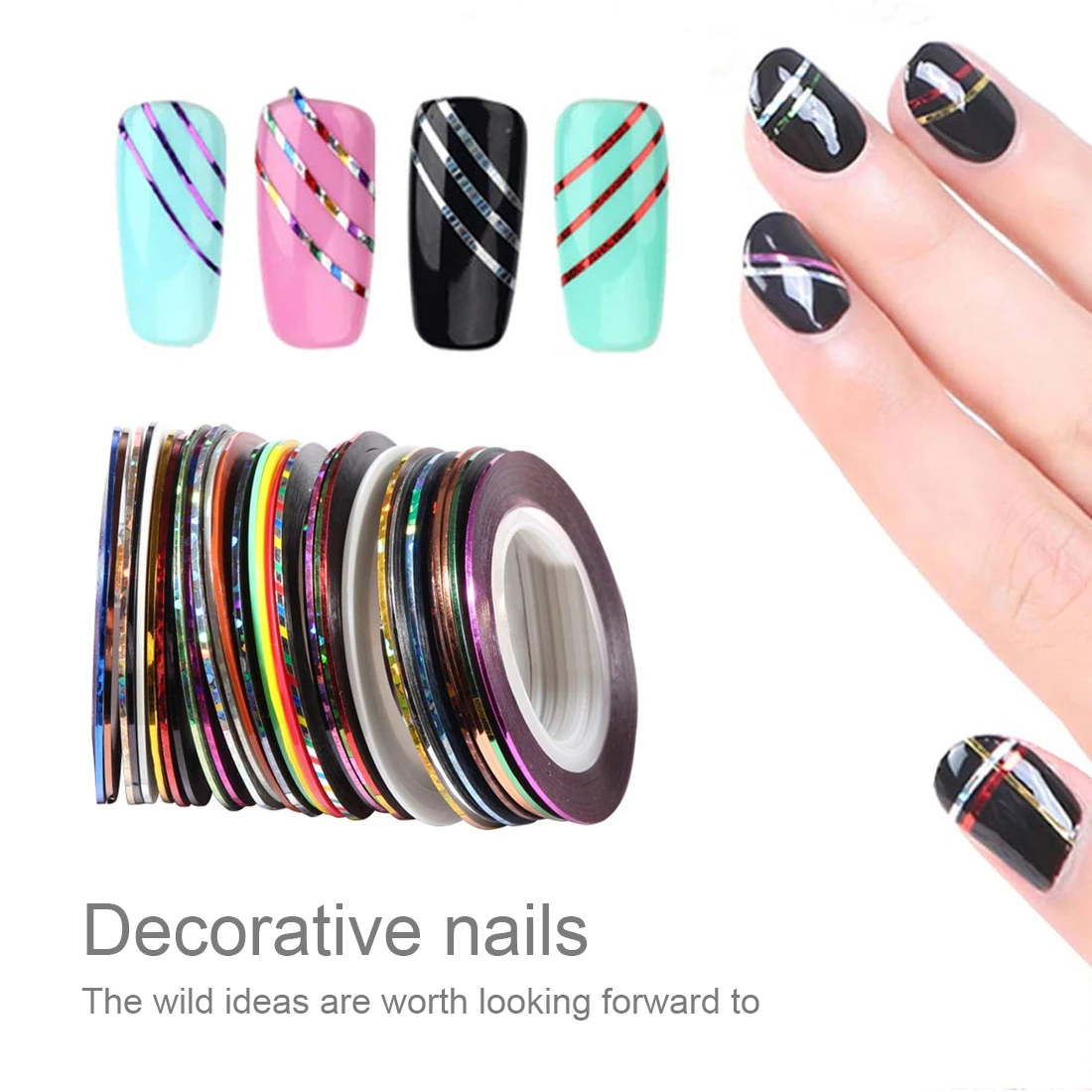 Горячая продажа 1 мм рулон чередование линии для украшения ногтей стикер Клейкая