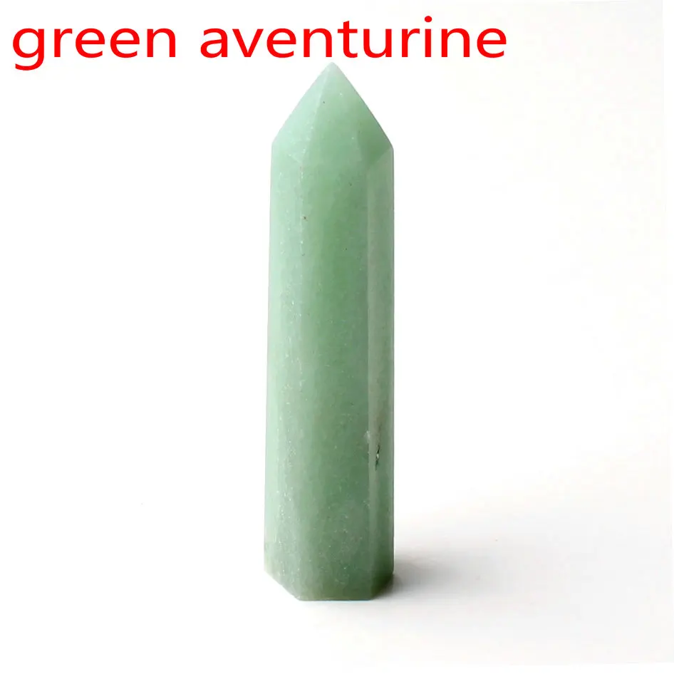 green aventurine Кристалл обелиск точка палочка ювелирные изделия Красочные Флюорит розовый кварц исцеление чакры в рейки декоративная статуэтка Фигурное ожерелье подарок - Цвет: green aventurine