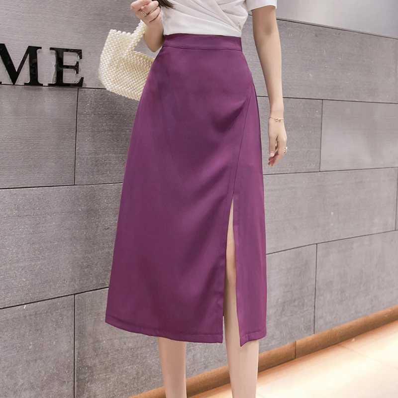 Юбка-карандаш TingYiLi женская с завышенной талией Офисная трапециевидная Юбка-миди