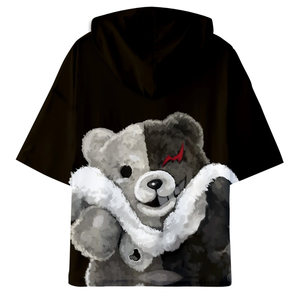 T-shirt hoodie Projectile breaking black and white bear print T Shirt Men O Neck Mens splice Summer Cool harajuku | Мужская одежда