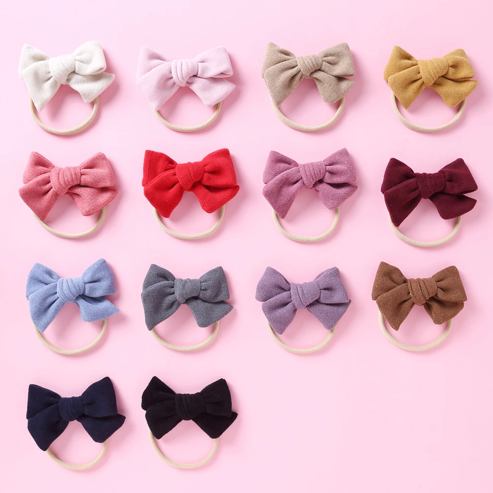 

14 colors Handmade Newborn kids Bow Nylon Headbands Soft Nylon Headwear Nylon Elastic Head band