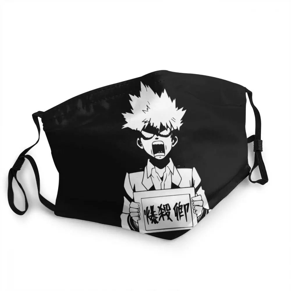 

Пылезащитная моющаяся маска для убийц Bakugo King, маска для лица с моющейся надписью My Hero, геройская академия, аниме, защитная маска, респиратор, ...