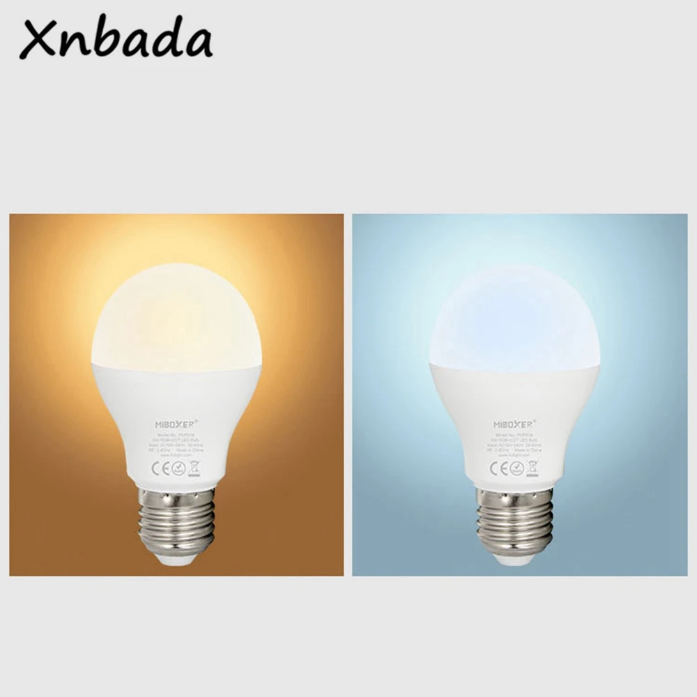 Miboxer 2 4G FUT014 E27 6 Вт RGB + CCT светодиодный светильник лампа AC100 ~ 240V 50/60Hz Применение