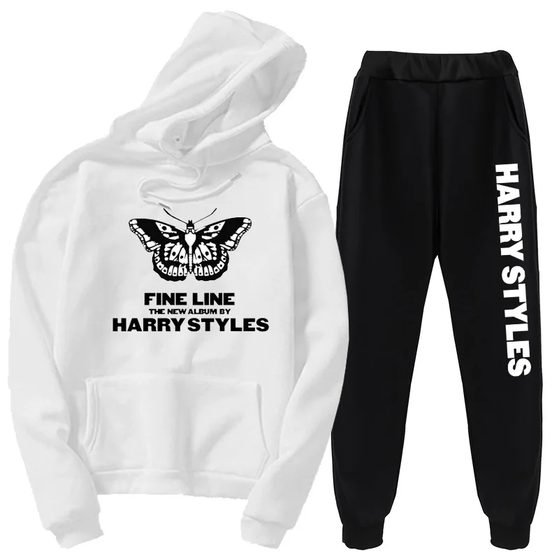 

Kpop Casual Individual Butterfly Women's Sweatshirt Set Harajuku Fashion Butterfly Print Unisex Hoodie Sweatpants 2 Piece Set