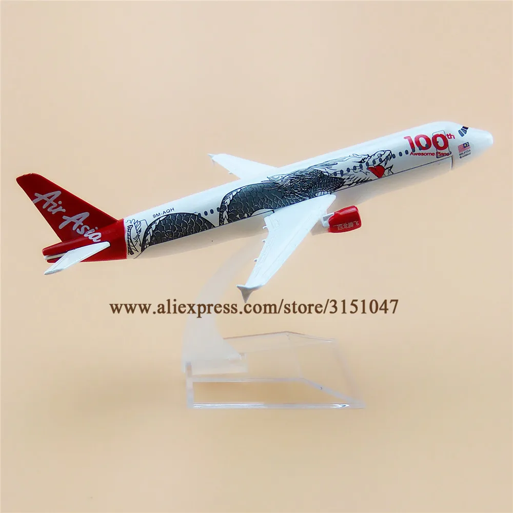 16 см Air Asia Dragon 100th Awesome самолет Airbus 320 A320 Airlines модель самолета металлический сплав