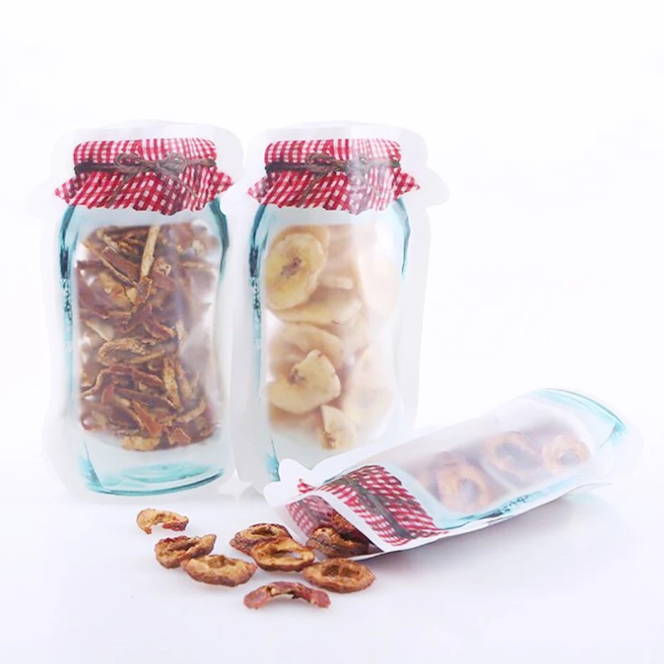 Прозрачные герметичные пакеты для хранения пищевых продуктов 5 шт. в форме банок