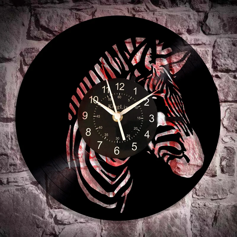 Виниловые настенные часы в стиле зебры с изображением животных оригинальная