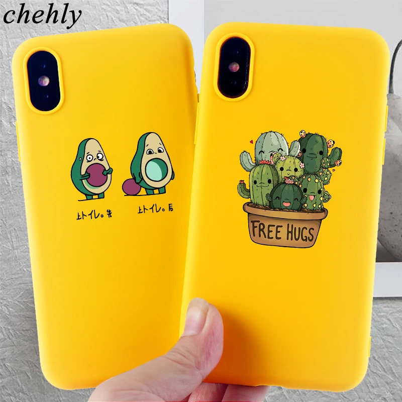 Чехол для Телефона IPhone 6s 7 8 11 12 Mini Plus Pro X XS MAX XR SE кактус авокадо Чехлы мягкие