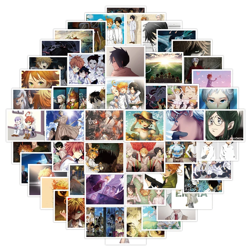 

50Pcs The Promised Neverland Stickers Anime Decal For Refrigerator Fridge Skateboard Laptop Luggage Graffiti Toy
