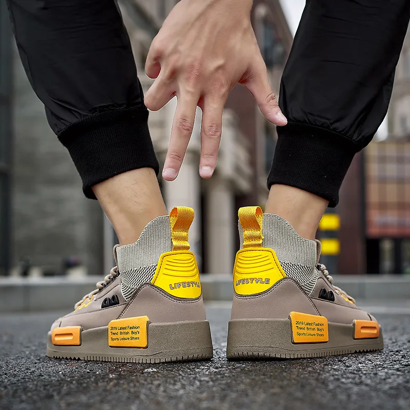 

Fashion Trend Men Shoes Krasovki Comfortable New Hig-top Casual Shoes Adult Male High Quality PU Sneakers Tenis Chaussure Homme