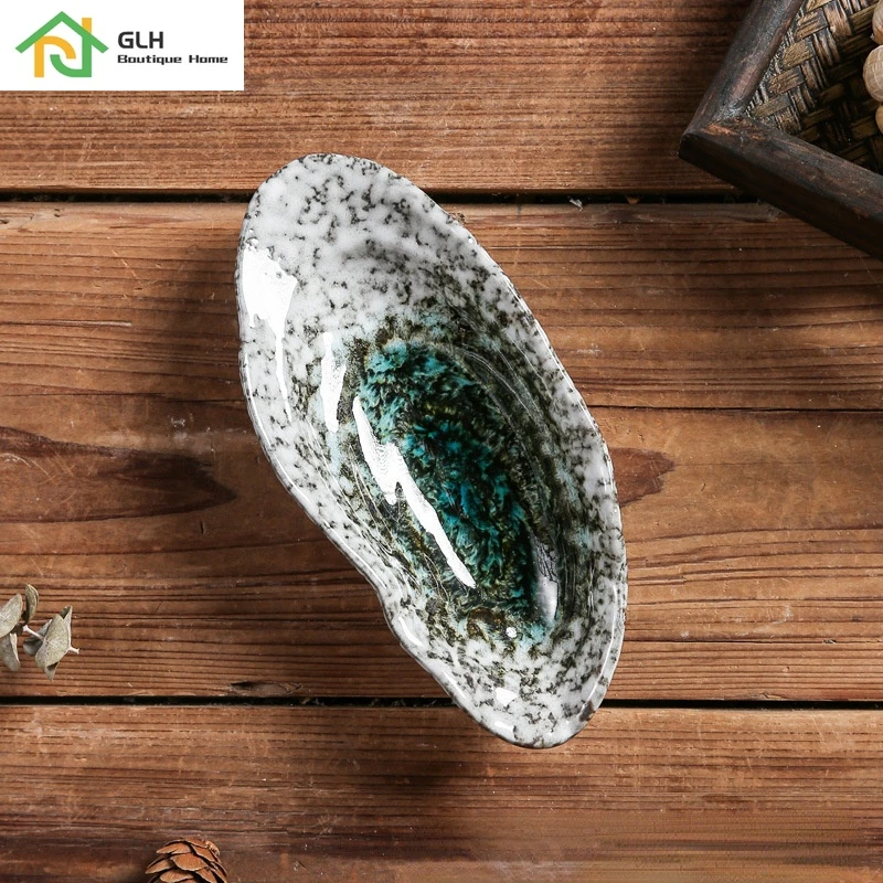 Shell Shape Ceramic Tableware Sushi Dishes Sashimi Snacks Plate Creative Oyster Dish For Japanese Restaurant Hotel |