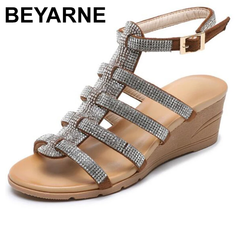 

Босоножки-гладиаторы женские, на танкетке, с открытым носком, с ремешком на щиколотке