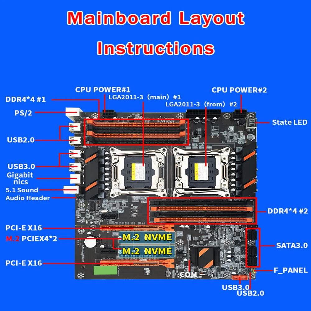 X99 CPU материнская плата Dual Xeon LGA 2011 V3 8 DIMM DDR4 2666/2400 МГц Ext ATX четырехканальная