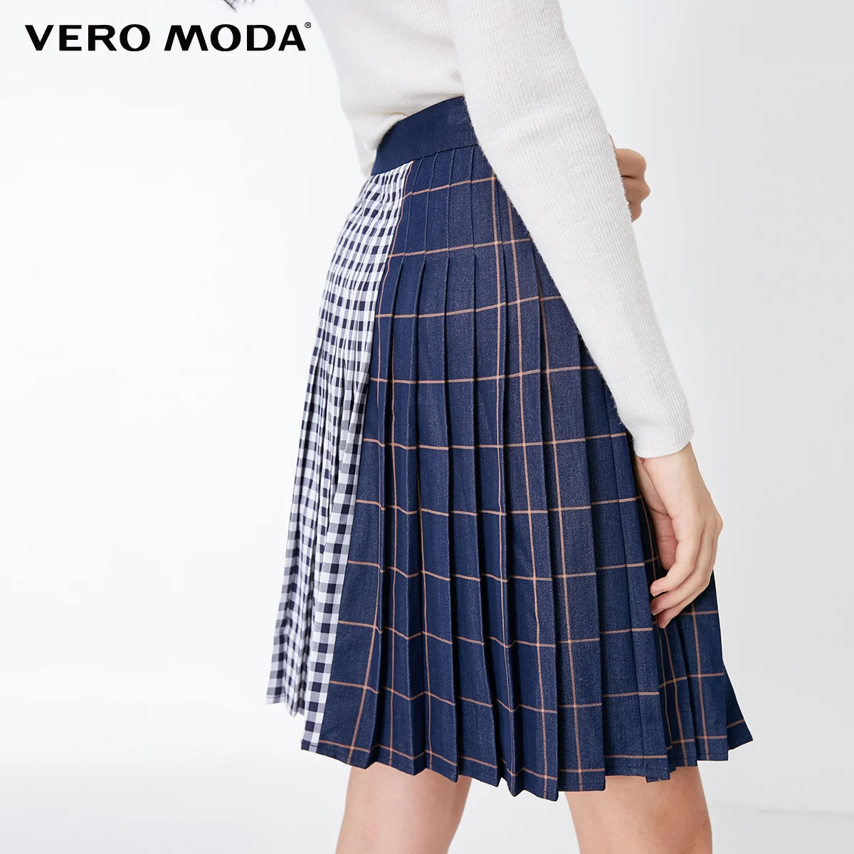 Vero Moda Новые поступления уличный стиль плед Сращивание трапециевидной формы плиссированная юбка | 318337518