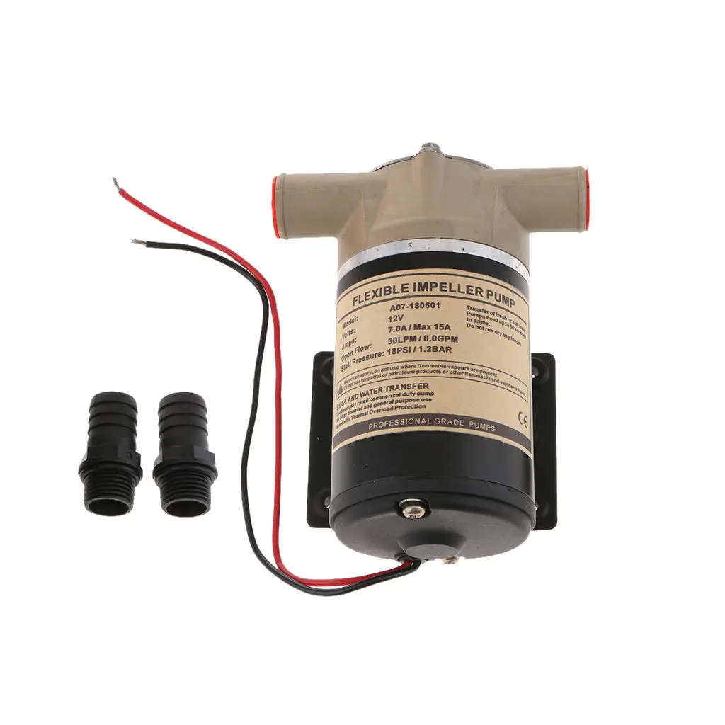 

12V 8 GPM 30 LPM 18 PSI Diaphragm Water Pump - Self Priming - Marine/RV/Boat