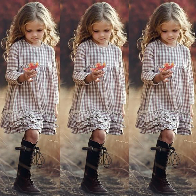 as picture 309509 Коллекция года, модное платье в клетку для девочек новое поступление, осеннее платье принцессы с длинными рукавами для девочек возрастом от 3 до 12 лет, стильная плиссированная одежда в клетку - Цвет: as picture 309509