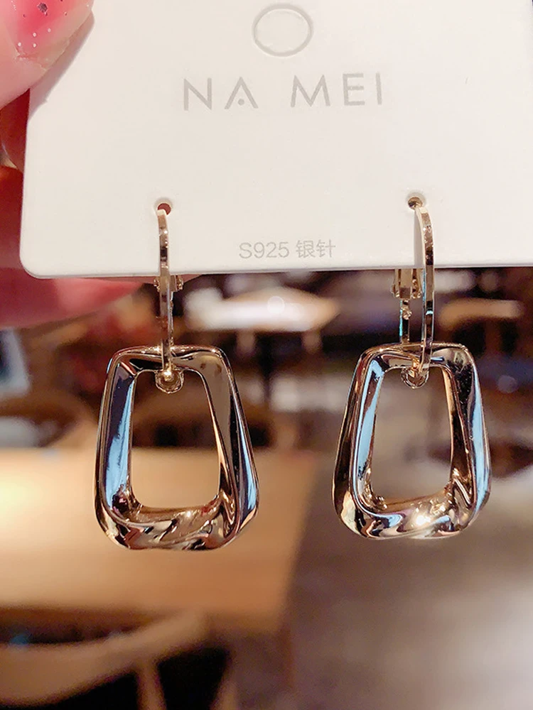 

TF-285 Trend American New Sense of Design Geometric Temperament Gold-Color Drop Earrings Cold-Style Unusual Women Earrings
