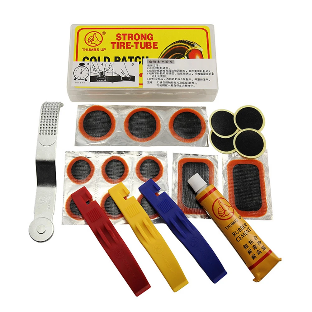 Набор для ремонта велосипедных шин пластырей клей резиновый прокол инструменты