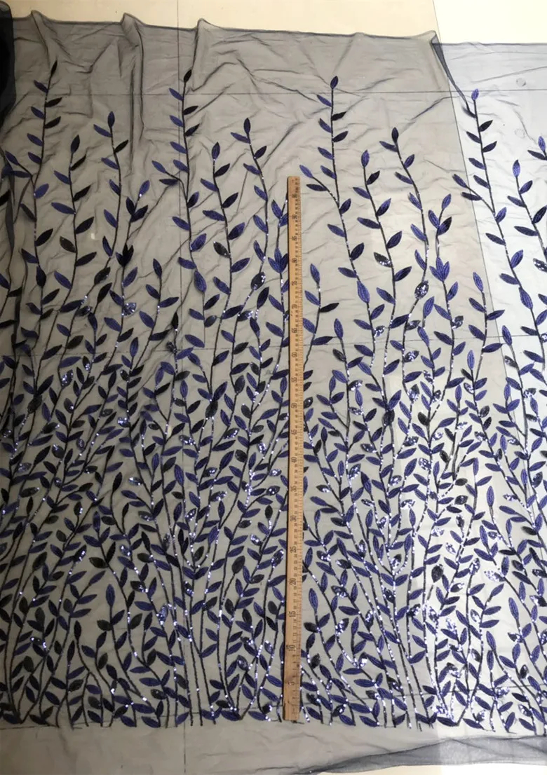 Красное шампанское золото черное синее Блестящее дерево листья вышитые кружева