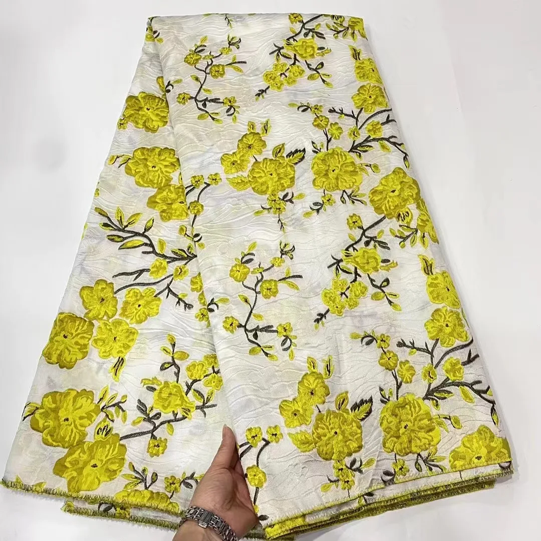

H&Q Lace Latest African Jacquard Tulle Lace Fabric Organza Embroidered Nigerian French Guipure Laces Fabric For Wedding Dress