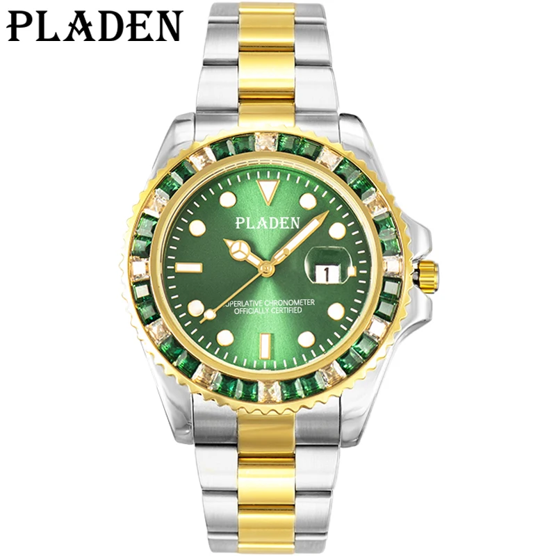 PLADEN Quartz Men Watches Top Brand Luxury Magnifier Auto Date Timepiece Sport Stainless Steel Waterproof AAA Clock Dropshipping