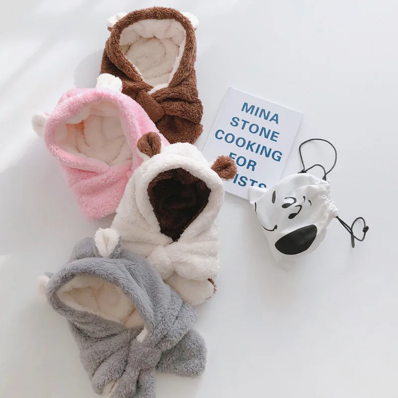 

Новая детская шапка Зимний шарф слюнявчик Цельный Детский капюшон теплая шапка с ушами