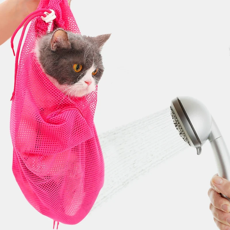 Регулируемые сумки для мытья кошек Сетчатая Сумка ухода за кошками купания
