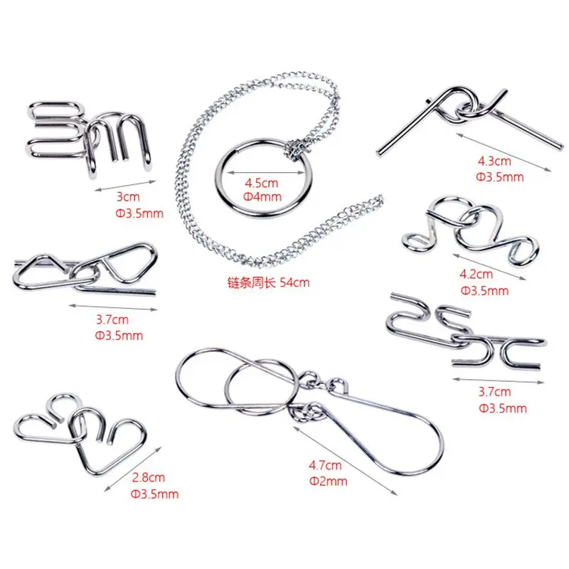 8 шт./компл. Головоломка из металлической проволоки с различными узорами