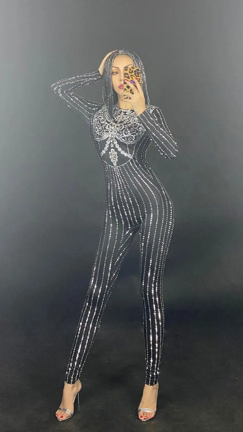 New Red Tassel Crystals Stretch Bodysuit Big Stones Epaulet Outfit Birthday Celebrate Outfit Female Singer Show Evening Costume