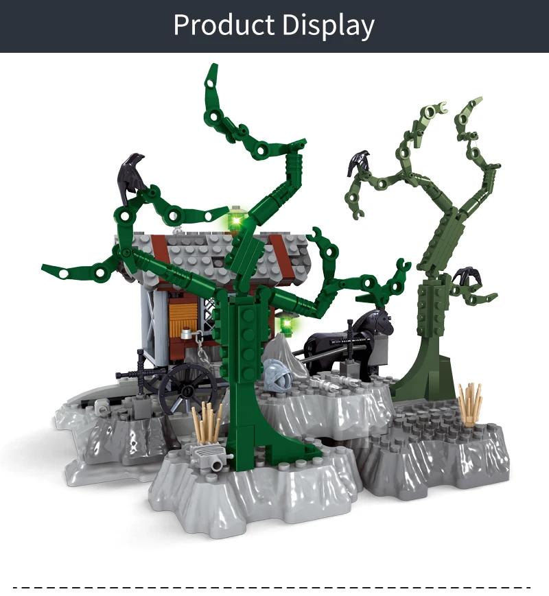 

AUSINI Building Blocks Halloween Haunted House Carriage City Construction Model Toys for Boys DIY Creator Children Plaything Toy