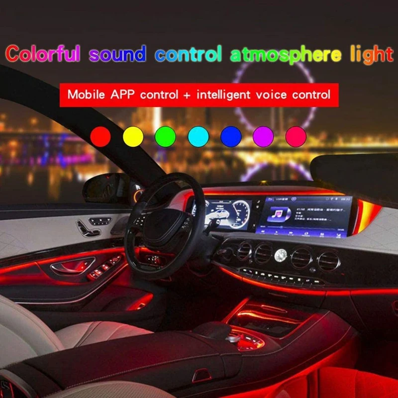 

Car RGB Atmosphere Light Car Interior Decoration Light APP Control Atmosphere Light Footlight