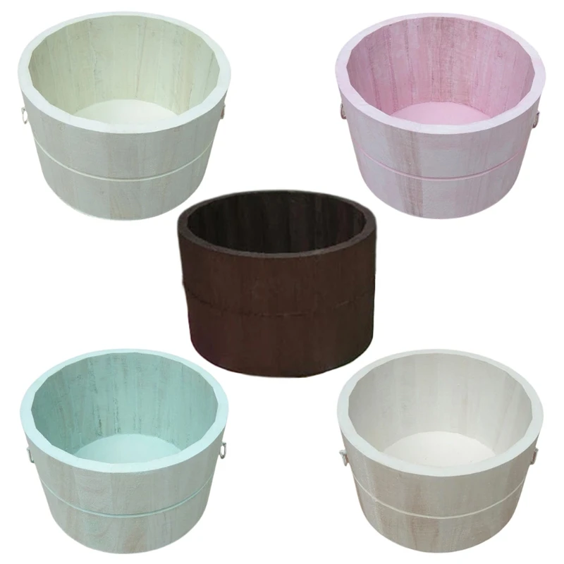 

Baby Photography Props Wooden Basin Newborn Pose Auxiliary Tub Pot Infants Photo Shooting Accessories 85DE